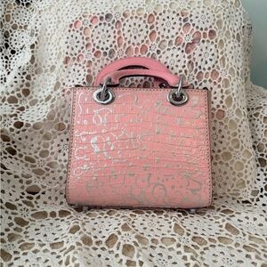 Elegant Pink Croc-Embossed Mini Bag